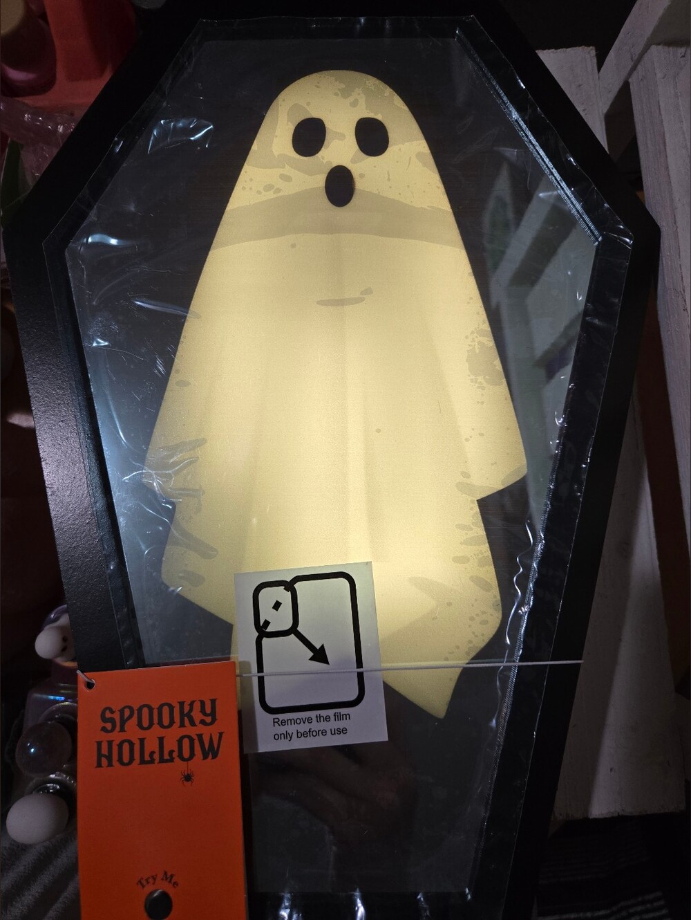 Spooky Hollow Coffin Ghost Mirror LED